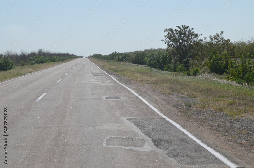 Photographed highway without traffic, completely empty