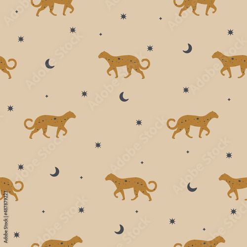 Seamless vector pattern background with leopard. Perfect for wallpapers  web page backgrounds