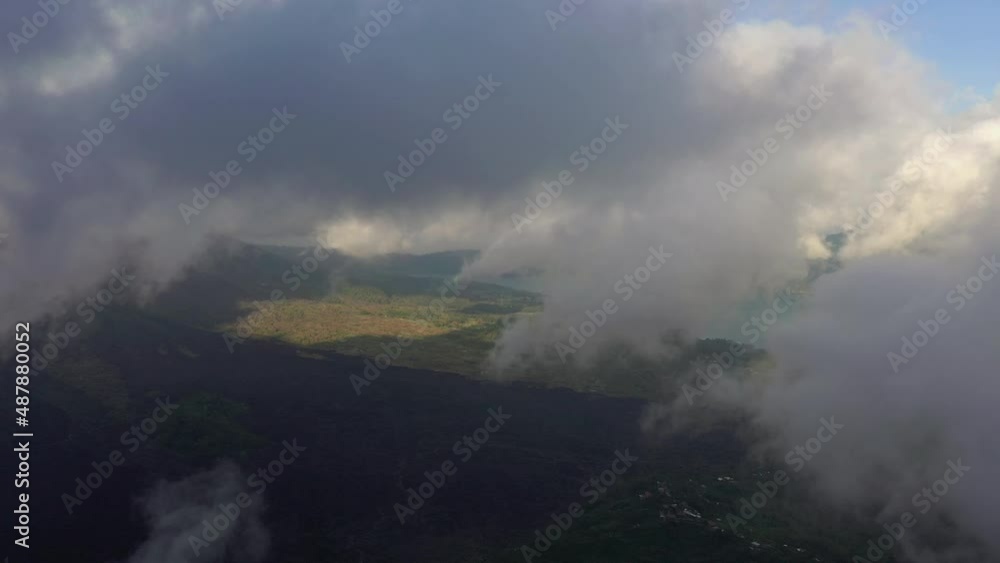 day time cloud throught bali island famous volcanic crater lake coastline aerial panorama 4k indonesia day time cloud throught bali island famous volcanic crater lake coastline aerial panorama 4k indonesia