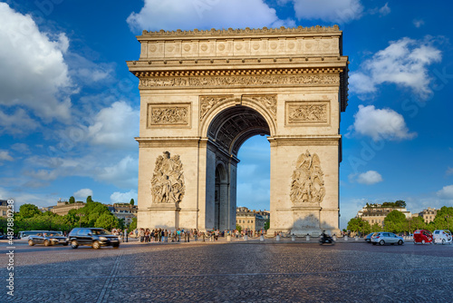 Paris Arc de Triomphe (Triumphal Arch) in Chaps Elysees, Paris, France. Cityscape of Paris © Ekaterina Belova
