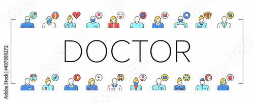 Medical Speciality Collection Icons Set Color Vector .