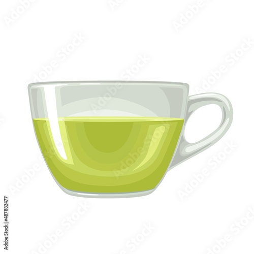 Glass cup wit tea. Vector color realistic illustration isolated on white