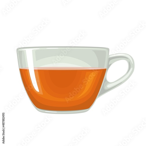 Glass cup wit tea. Vector color realistic illustration isolated on white