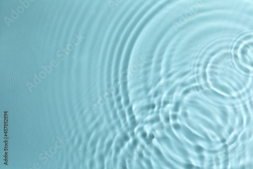 Closeup view of water with circles on turquoise background