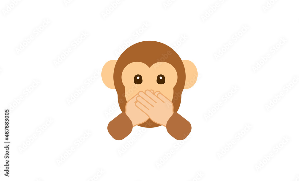 Vecteur Stock Speak no evil monkey vector flat icon. Isolated monkey face  emoji illustration | Adobe Stock