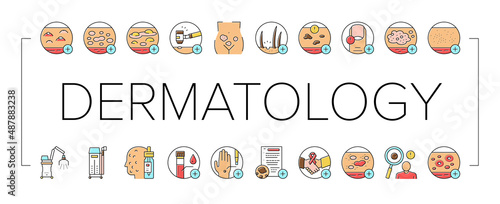Dermatology Problem Collection Icons Set Vector .