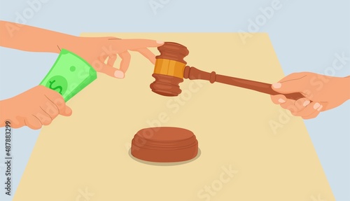 Hand of justice. Condemnation of corruption.