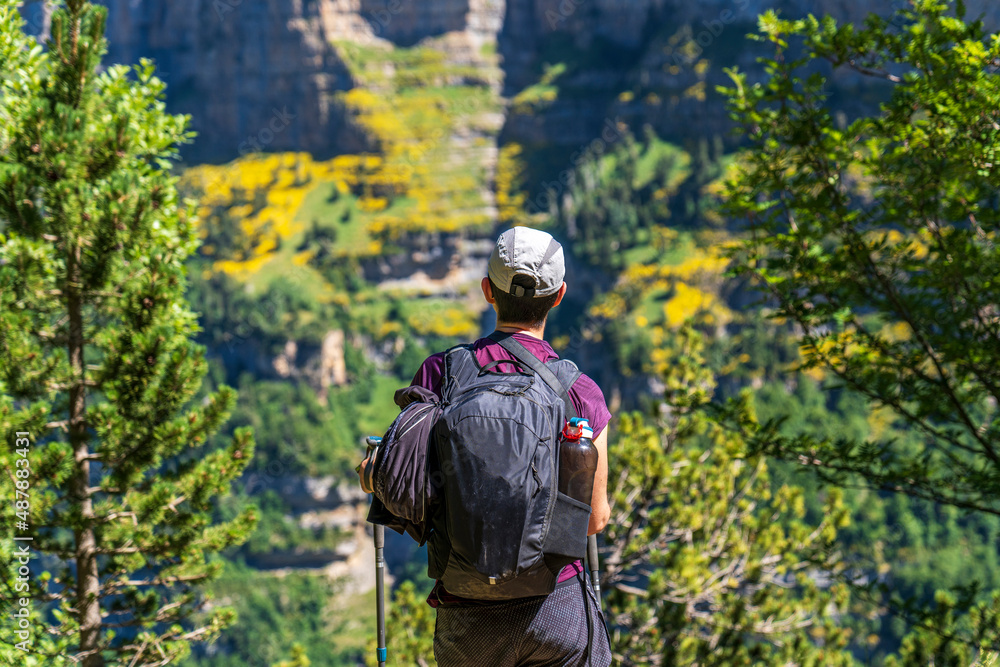 Woman hiker in the Ordesa and Monte Perdido National Park. Woman hiker in the Ordesa and Monte Perdido National Park.