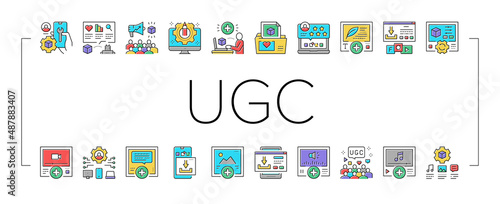 User Generated Content Collection Icons Set Vector .