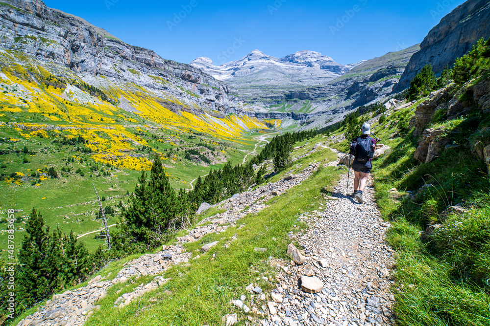 Woman hiker in the Ordesa and Monte Perdido National Park.