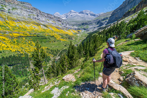 Woman hiker in the Ordesa and Monte Perdido National Park.