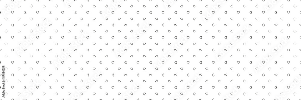 Seamless background with many hearts. Texture for banner, flyer or poster. Valentine's day. Black and white illustration
