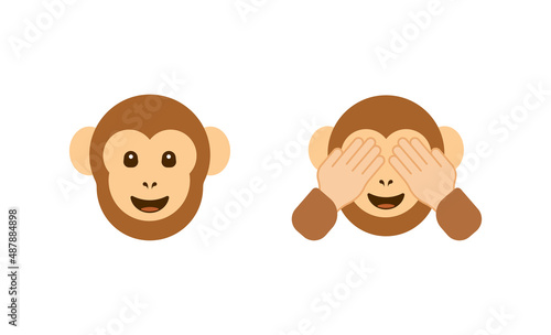 Monkey face vector isolated icon. Emoji illustration. Monkey vector emoticon. See no evil monkey vector flat icon. Isolated monkey face emoji illustration