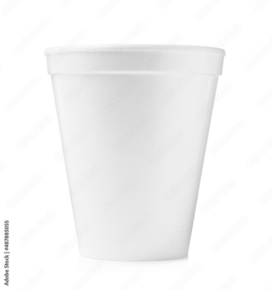 One clean styrofoam cup isolated on white One clean styrofoam cup isolated on white