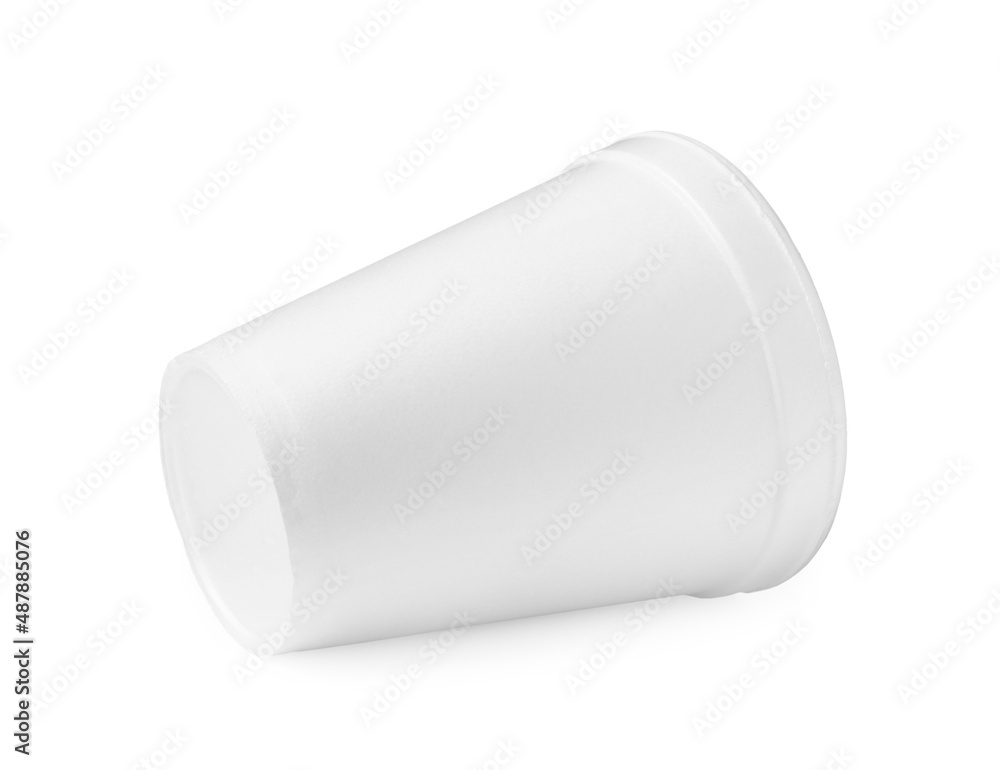 One clean styrofoam cup isolated on white One clean styrofoam cup isolated on white