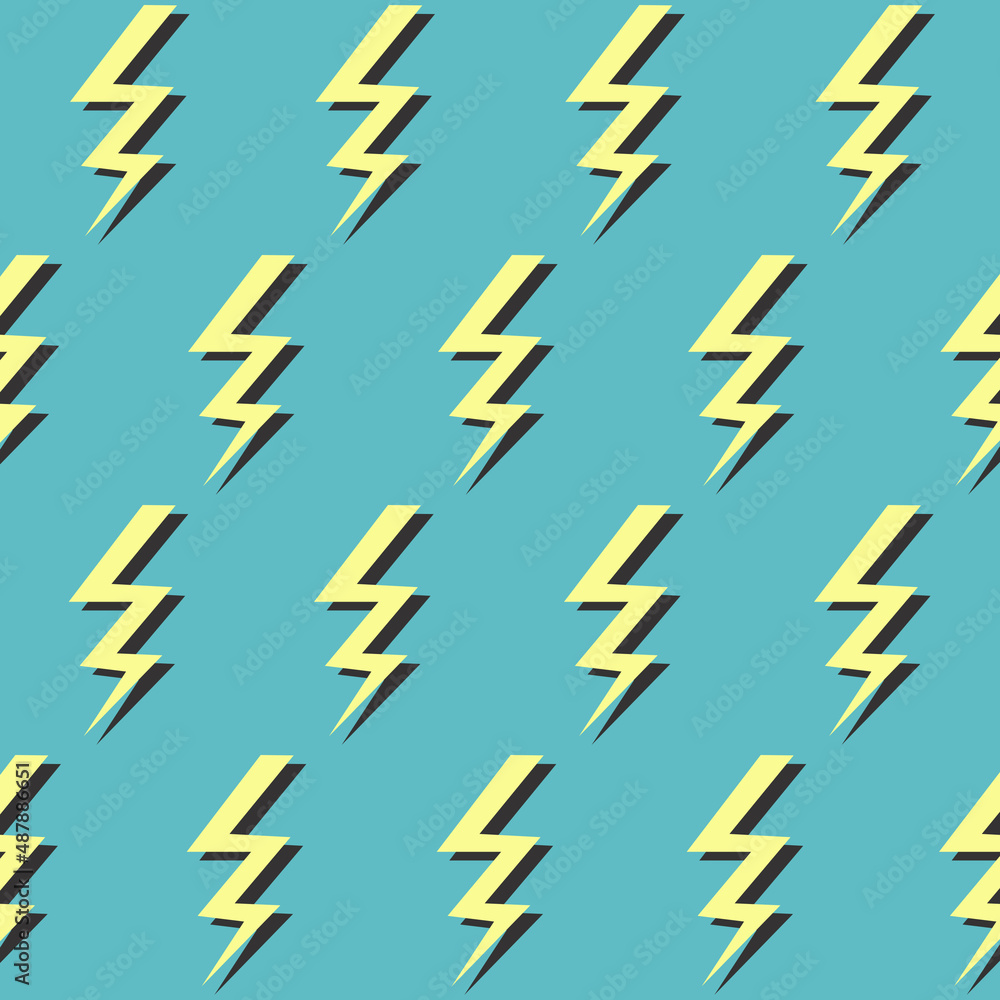 The 90s pattern with yellow lighting bolts on a light blue background. The 90s illustration. 90s nostalgia. 90s aesthetic. The 90s pattern with yellow lighting bolts on a light blue background. The 90s illustration. 90s nostalgia. 90s aesthetic.