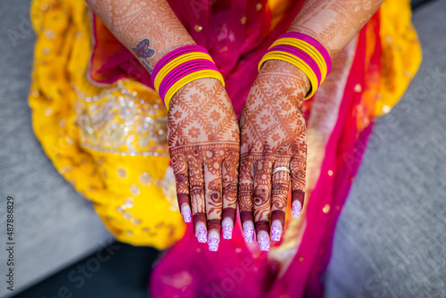 Indian bride's wedding mehendi mehndi hands close up
