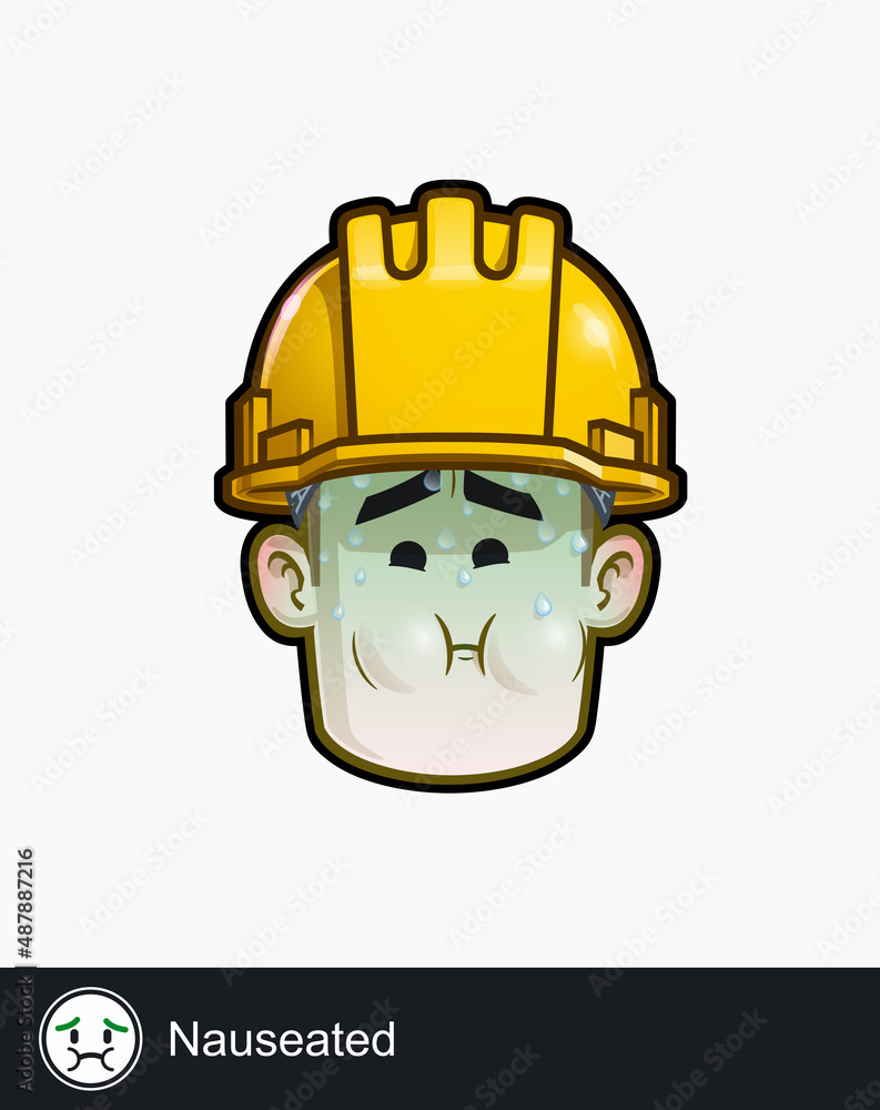 Construction Worker - Expressions - Unwell - Nauseated Construction Worker - Expressions - Unwell - Nauseated