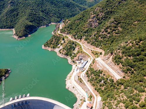 Aerial view of Tsankov kamak Reservoir, Bulgaria photo