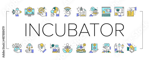 Business Incubator Collection Icons Set Vector .