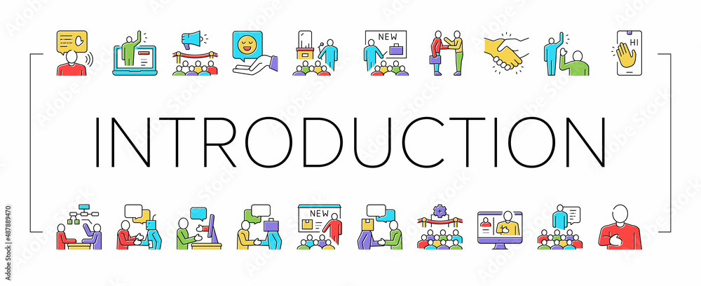 Introduction Speech Collection Icons Set Vector . Introduction Speech Collection Icons Set Vector .