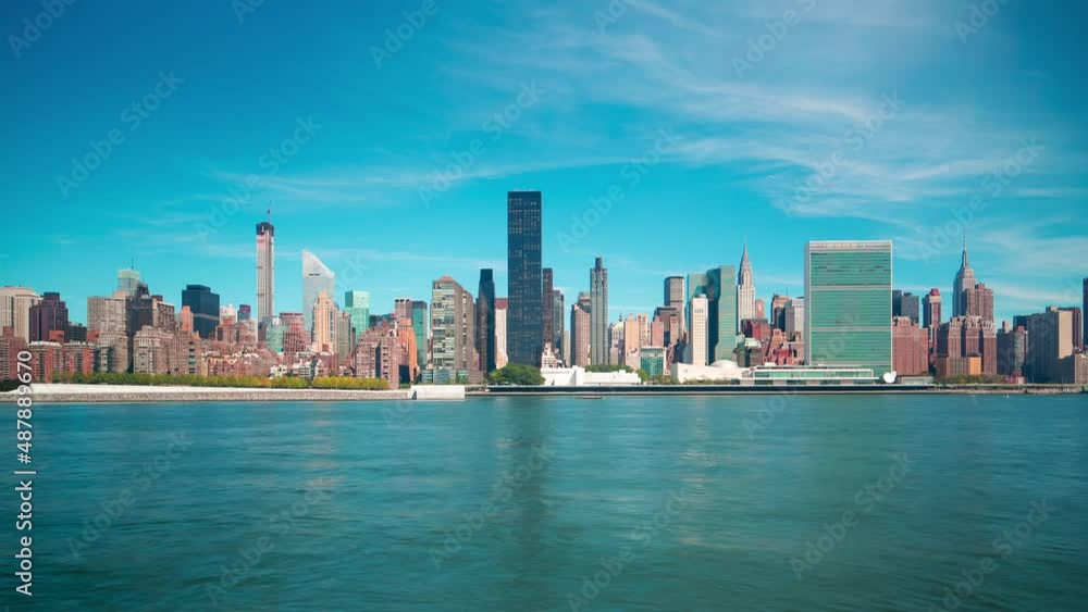 queensboro park manhattan view sunny day 4k timelapse from new york queensboro park manhattan view sunny day 4k timelapse from new york