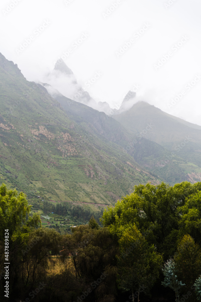 Mountain peaks in the Andes Mountains in Peru. 