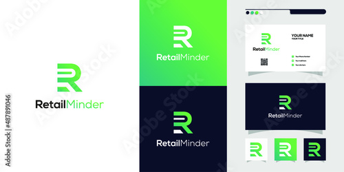 Clean and stylish logo forming letter R with business card template