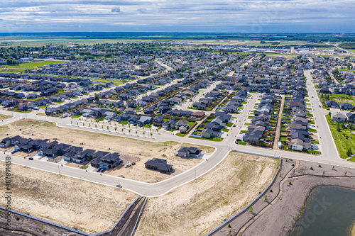 Aerial view of Warman, Saskatchewan on the Canadian Prairies photo