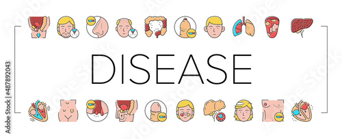 Disease Human Organ Collection Icons Set Vector .
