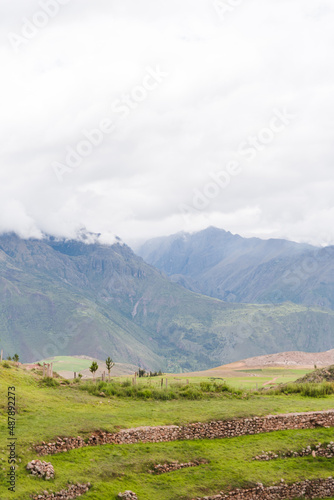 Mountain peaks in the Andes Mountains in Peru. 