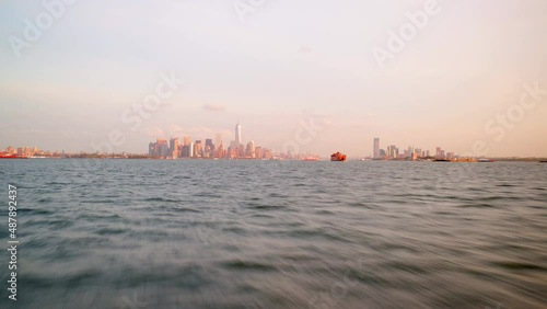 sunset ferry ride from manhattan to staten island 4k timelapse from new york