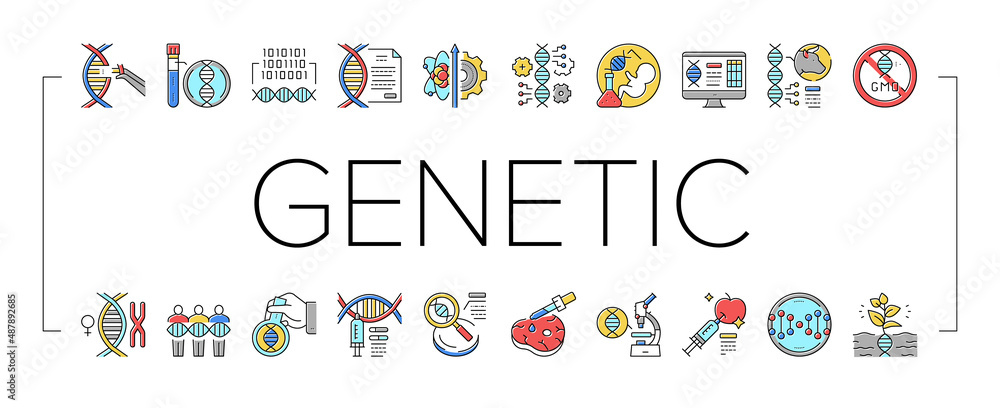 Genetic Engineering Collection Icons Set Vector Illustration . Genetic Engineering Collection Icons Set Vector Illustration .