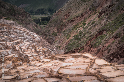 Salt mines in the mountains of Peru. 