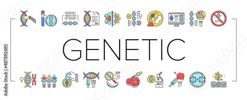 Genetic Engineering Collection Icons Set Vector Illustration .