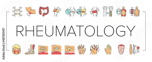 Rheumatology Disease Problem Icons Set Vector . photo