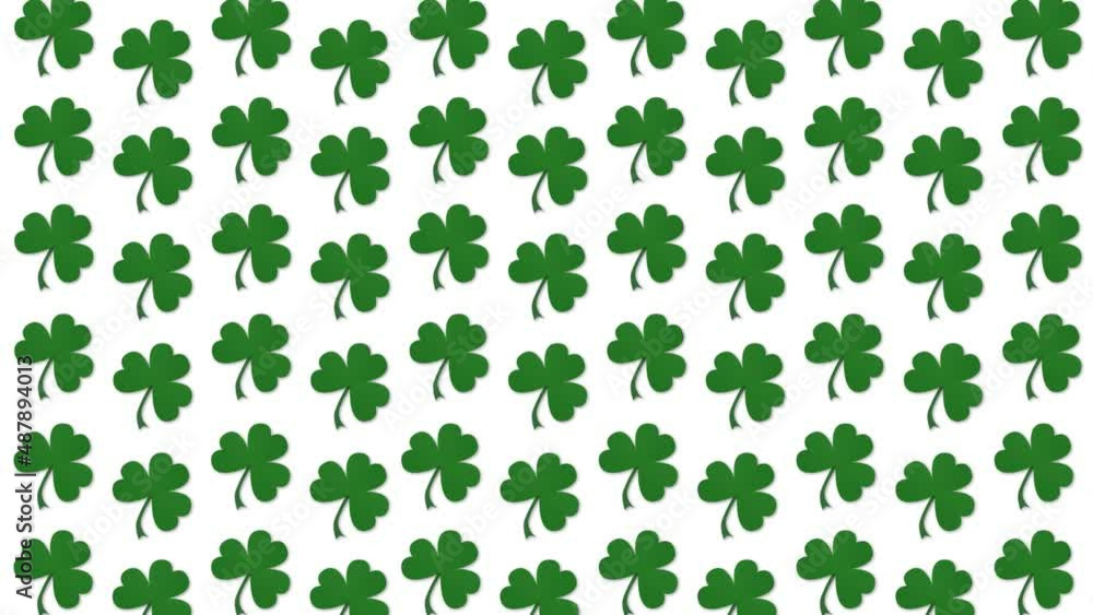 Fondo animado Dia de San Patricio. Blanco y Verde. Repetición de treboles. Con textura. Fondo animado Dia de San Patricio. Blanco y Verde. Repetición de treboles. Con textura.