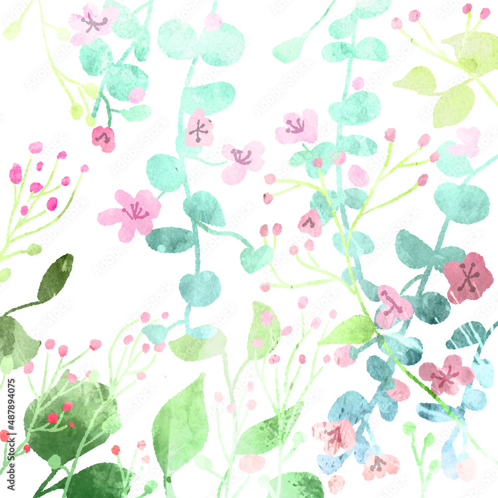 花柄の水彩風イラスト背景
