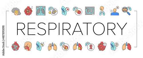 Respiratory Disease Collection Icons Set Vector .