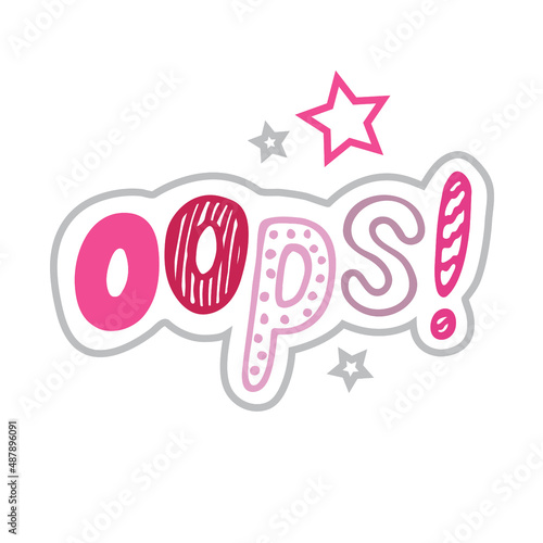 Text Oops! Lettering with stars decoration