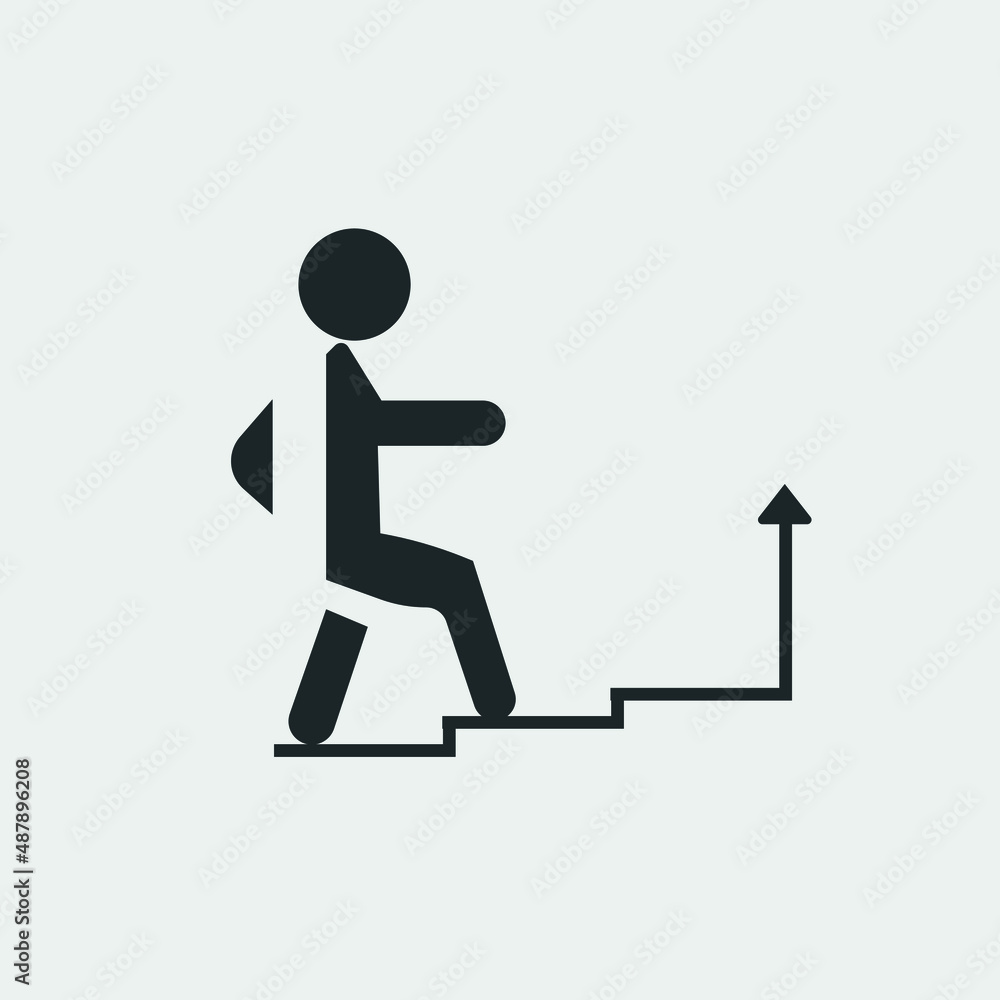 Climbing stairs vector icon illustration sign