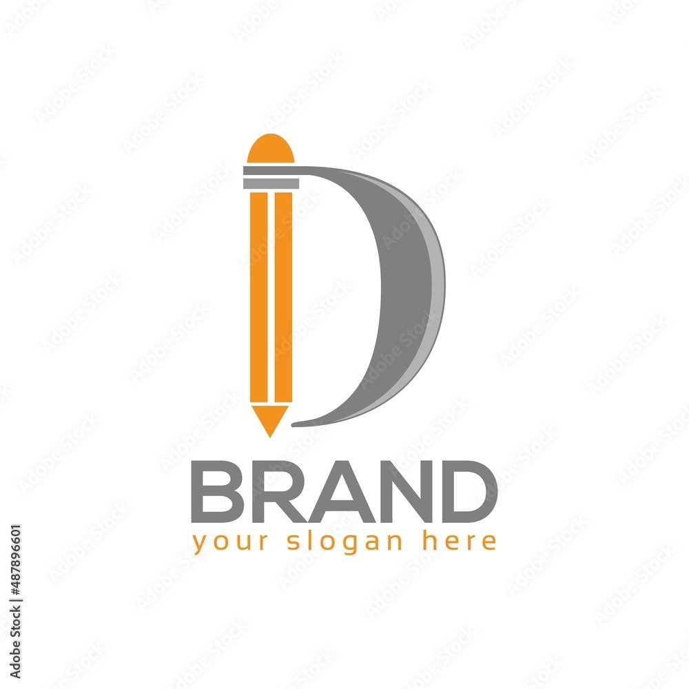 Letter D Pencil Logo vector. Flat design. Vector Illustration on white background Letter D Pencil Logo vector. Flat design. Vector Illustration on white background