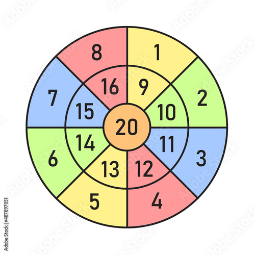 Dartboard score sections game. Target for shooting. Vector darts board chart. Graphic illustration. Stock image dart game