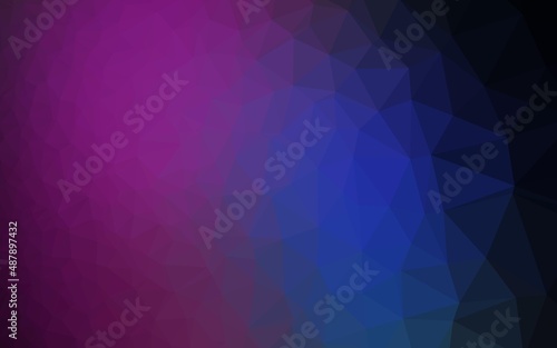 Dark Pink  Blue vector polygonal background.
