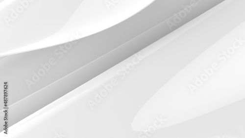 Abstract white background. Abstract white leafs. 3D. 3D rendering