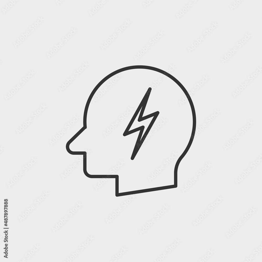Flash in head vector icon illustration sign Flash in head vector icon illustration sign