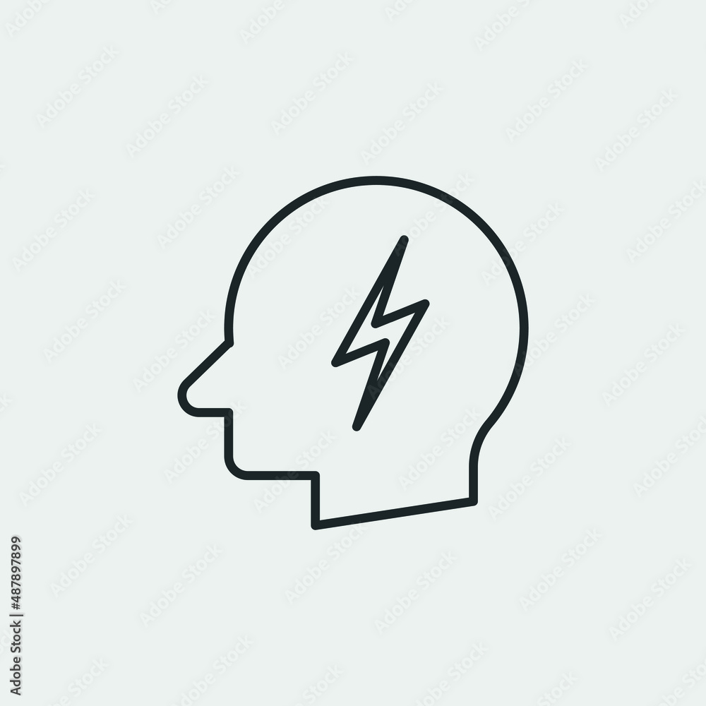 Flash in head vector icon illustration sign Flash in head vector icon illustration sign