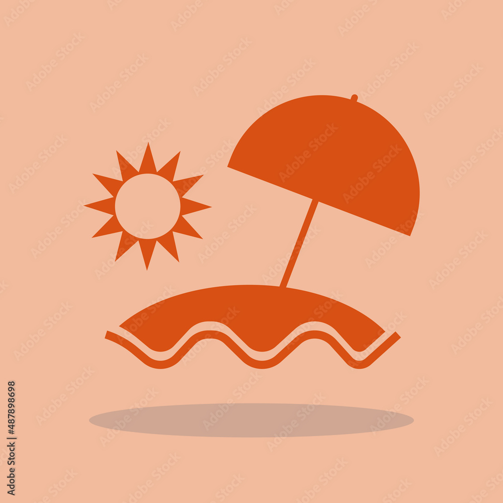 Fototapeta premium Sun umbrella beach vector icon illustration sign