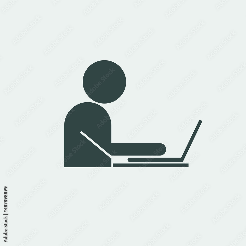 Typing on laptop vector icon illustration sign Typing on laptop vector icon illustration sign