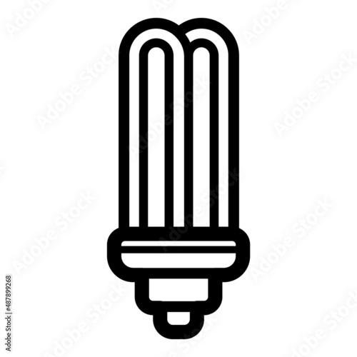 Fluorescent Lamp Flat Icon Isolated On White Background